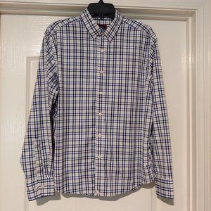 Untucket Western Black/Blue/White Plaid Long Sleeve Button Shirt Medium